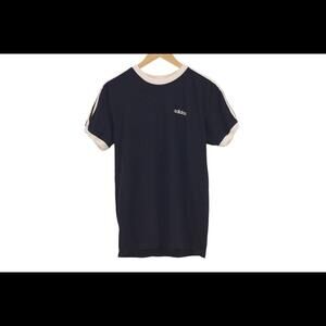 Mens Adidas Embroidered Three Stripe Black Shirt Size Small